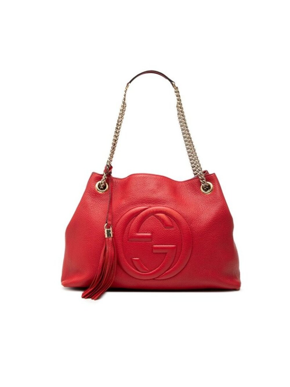 Gucci Soho Chain Shoulder Bag Tassel Red Leather
